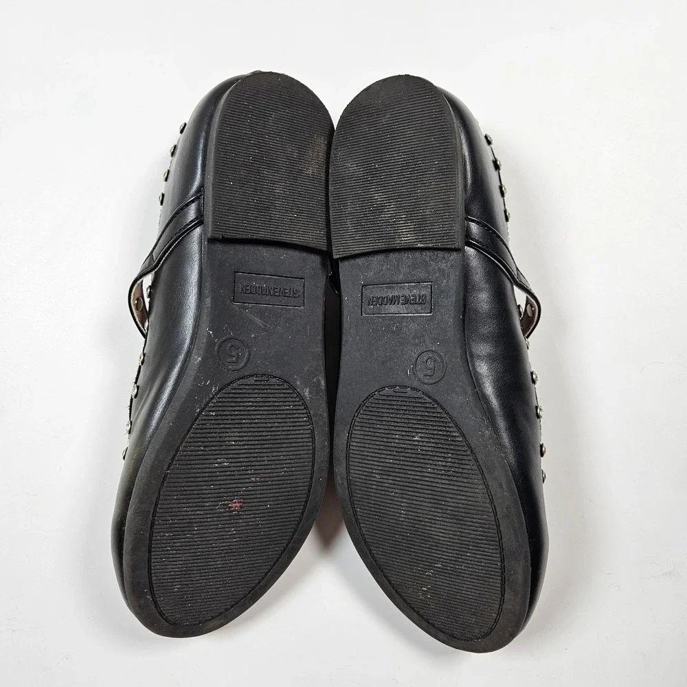 Steve Madden Kids Black Rhinestone Mary Jane Flats Dress Shoes Size Youth 5